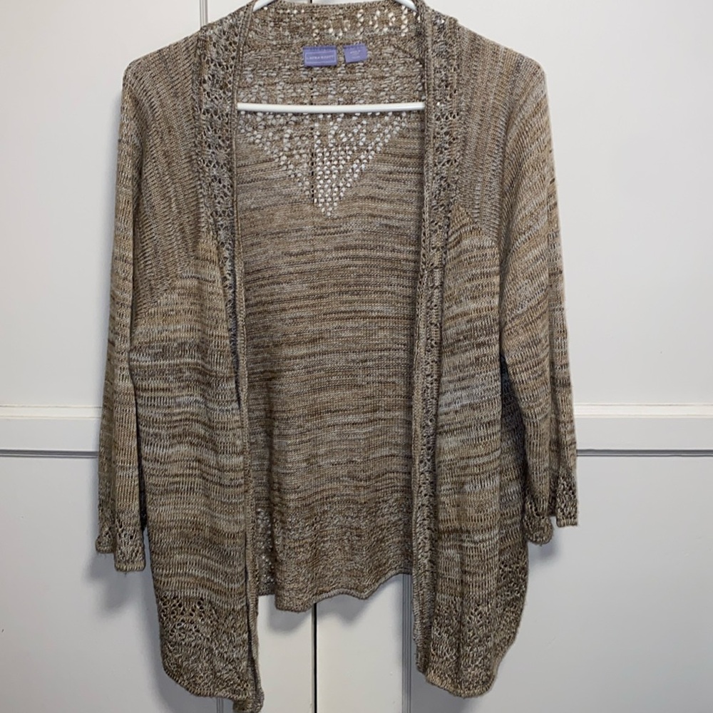 Laura Scott XL Brown Tan Cardigan